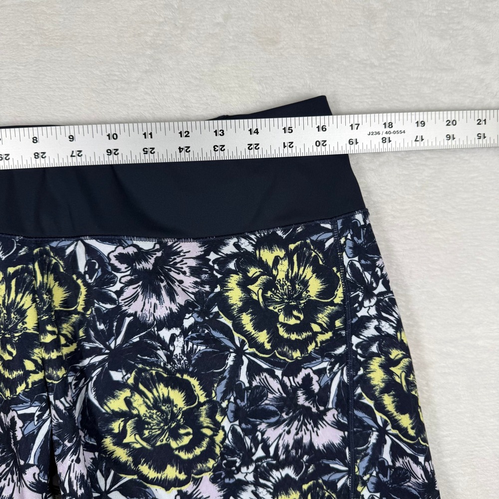 oiselle Black Floral Running Shorts with Yellow Highlights - Picture 4 of 10